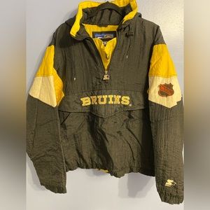 Vintage 1990s Polyester Starter Boston Bruins Pullover Puffer Jacket Size Large